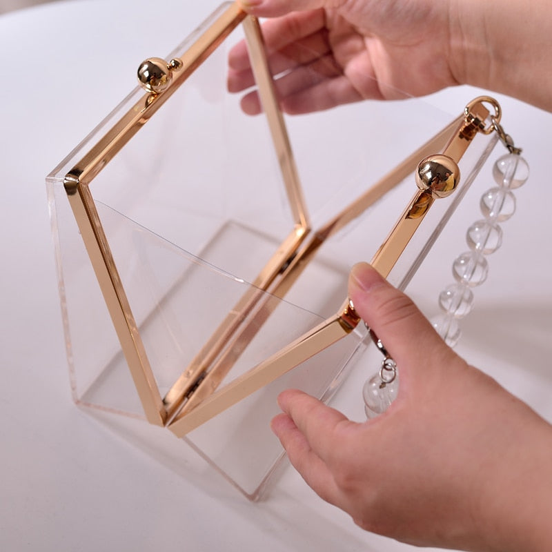 Transparent Luxury Designer Bag Bride Clear Clutch Purse Unique Shaped Party Evening Handbags Acrylic Crossbody Women's Bag 2023